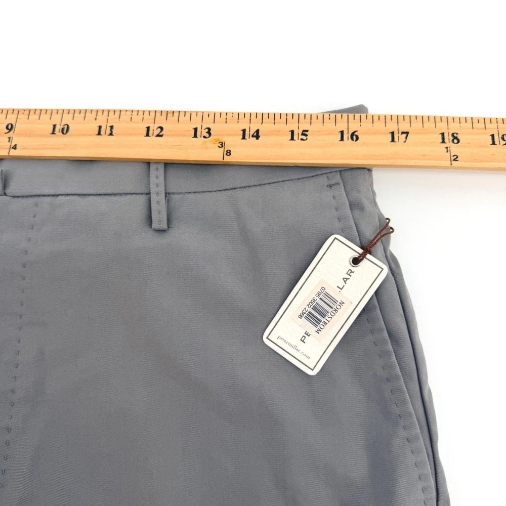 Peter Millar Pants Mens 33x35.5 Gray Poly Cotton SLIM‎ Flat Front MF16B17 NEW